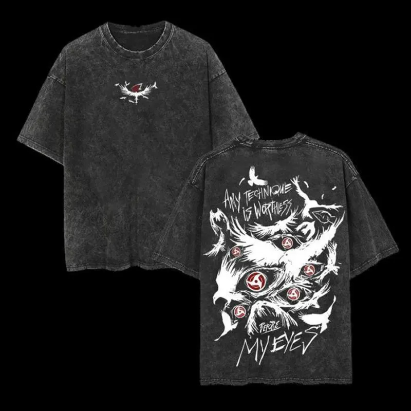 Anime Cosplay Quotes - Camiseta Oversized Masculina Naruto Itachi Corvo
