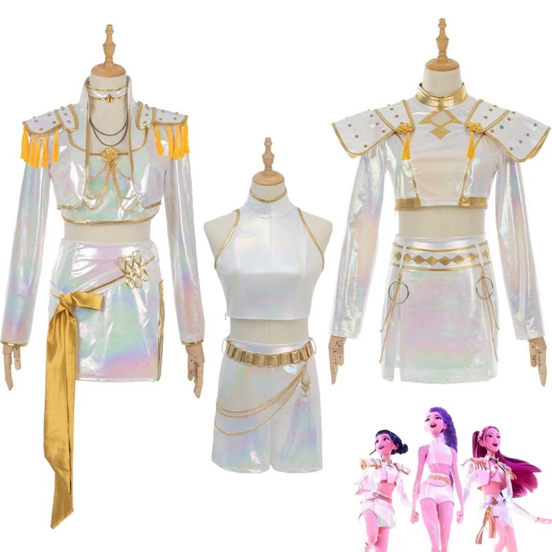 Anime Cosplay Waifu - Traje cosplay couro pu branco cantando