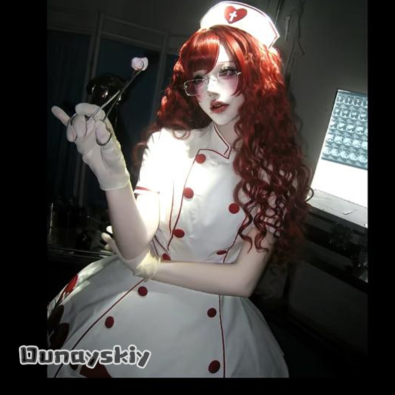 Anime Cosplay Nurse - OHaYo% Fantasia de Enfermeira Sangrenta Fanart
