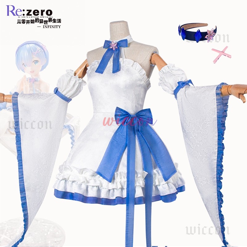 Anime Cosplay Rem - Fantasia de Cosplay Rem: Vestido Encantador